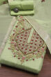 Pista Green Silk Blend Hand Embroidered Unstitched Suit Set image number 0