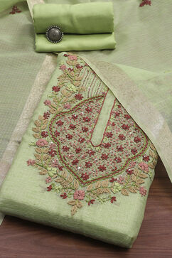 Pista Green Silk Blend Hand Embroidered Unstitched Suit Set image number 0