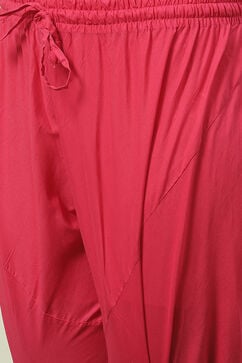 Fuschia Cotton Layered Kurta Churidar Suit Set image number 3