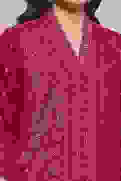 Pink Velvet Straight Winter Kurta Set image number 1