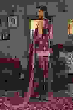 Purple Chanderi Digital Printed Garara Straight Suit Set image number 4