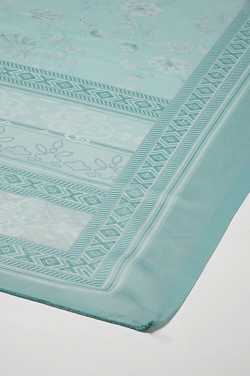 Off White Chanderi Hand Embroidered Unstitched Suit Set image number 4