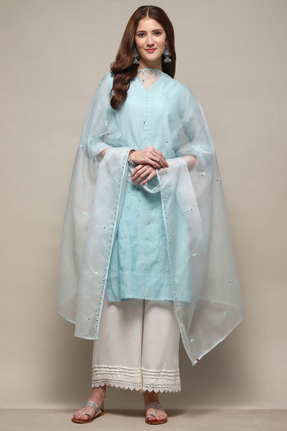 Red Embroidered Nylon Dupatta image number 2