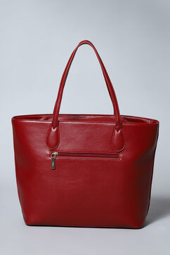 Maroon Pu Leather Tote Bag image number 3