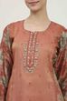 Rust Silk Blend Machine Embroidered Unstitched Suit Set image number 2