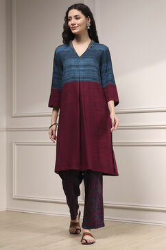 Teal Viscose Rayon Straight Printed Kurta Pants Set image number 6