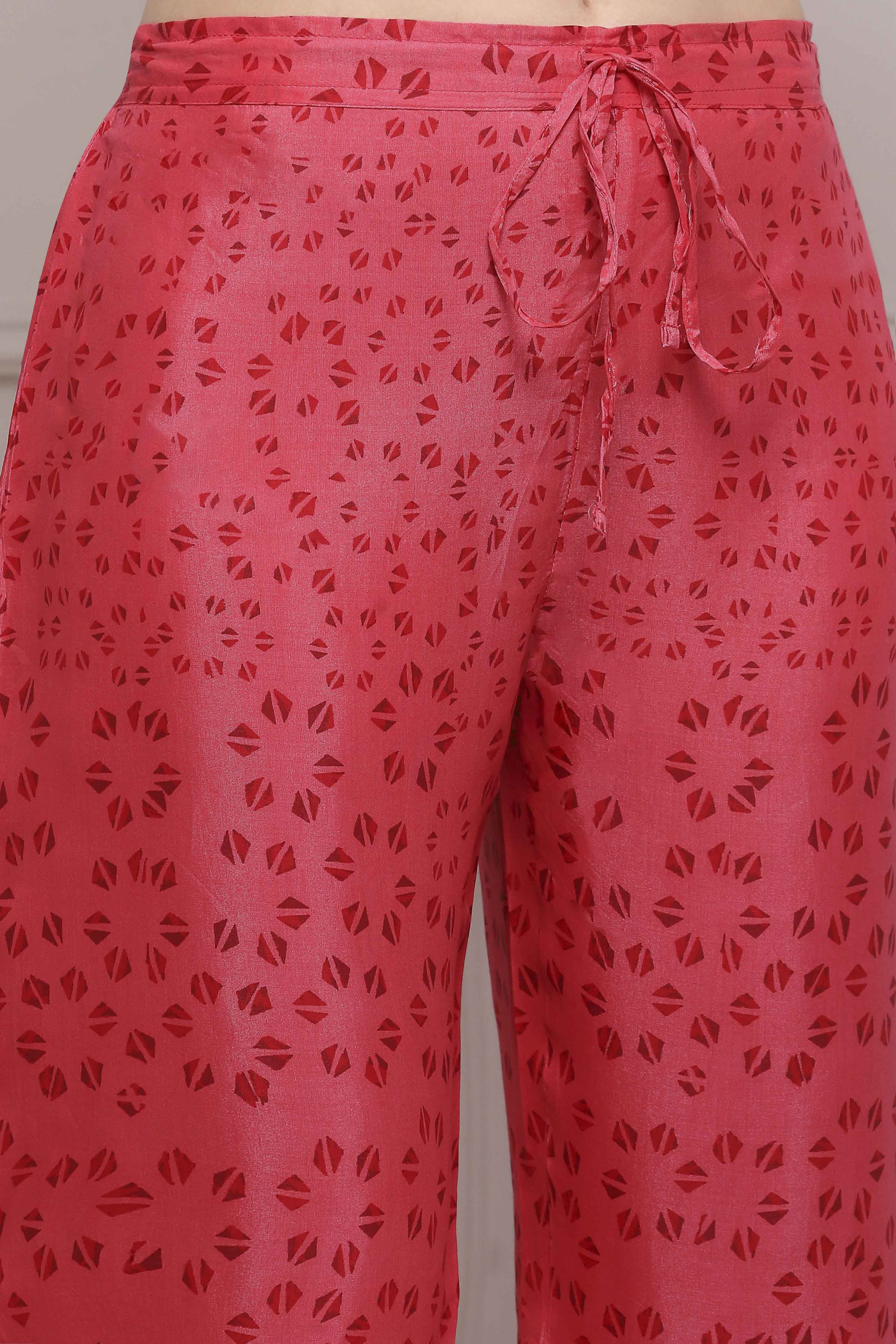 Red LIVA Relaxed Palazzo image number 1