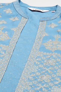 Ink Blue Viscose Straight Printed 3 Piece Set image number 2