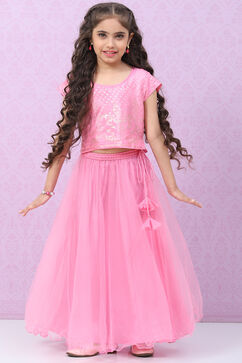 Pink Viscose Lehenga Set image number 0