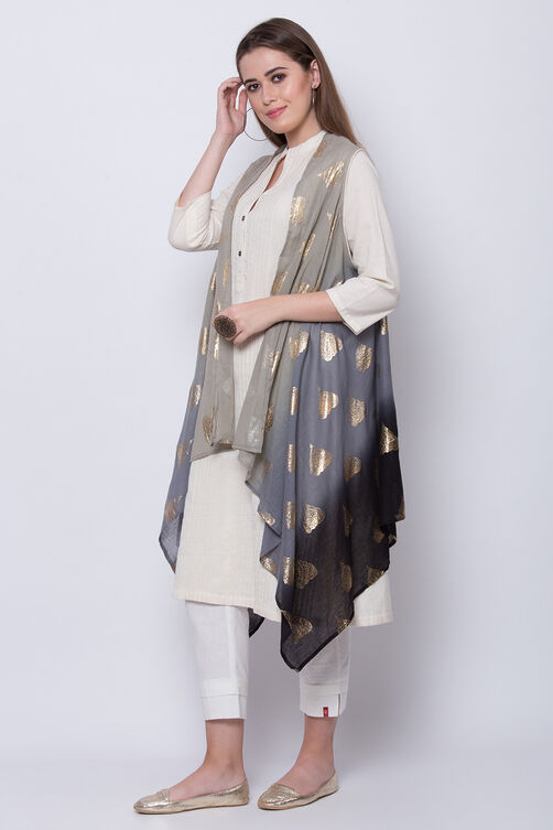 Natural Cotton Flax Straight Solid Kurta image number 4