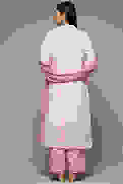 Pink Cotton A-Line Kurta Palazzo Suit Set image number 4