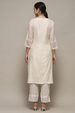 White Polyester Asymmetric Kurta image number 3