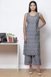Grey Straight Cotton Fusion Wear 3 Piece Set image number 4