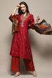 Maroon Modal Chanderi Festive Kalidar Suit Set