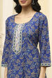 Royal Blue Cotton Screen Print Unstitched Suit Set image number 2