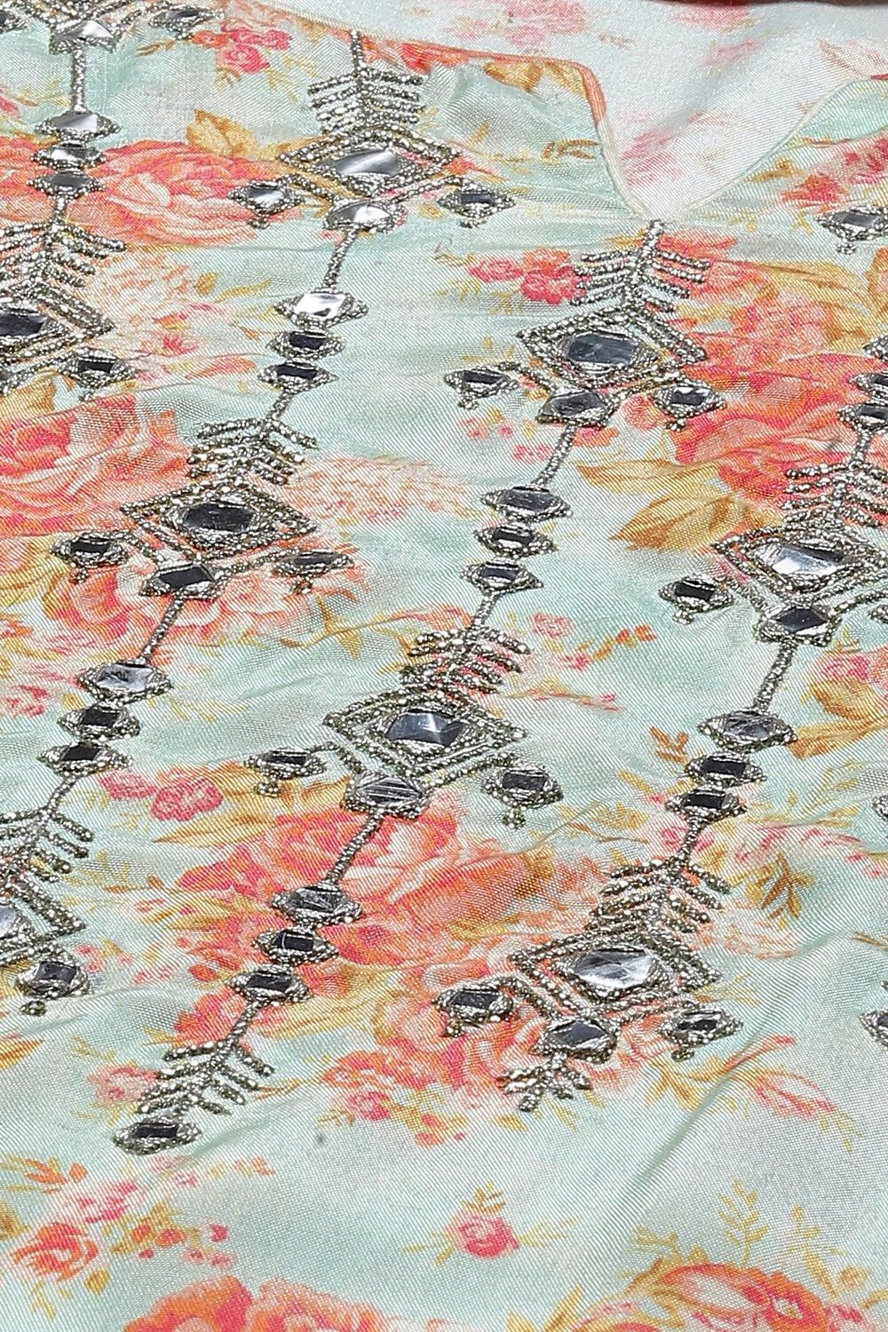 Sea Green Viscose Straight Kurta Salwar Pants Suit Set image number 1