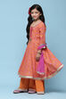 Orange Cotton Gathered Printed Suit Set image number 5