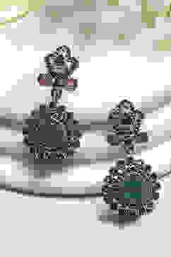 Pink Green Brass Drop & Danglers image number 0