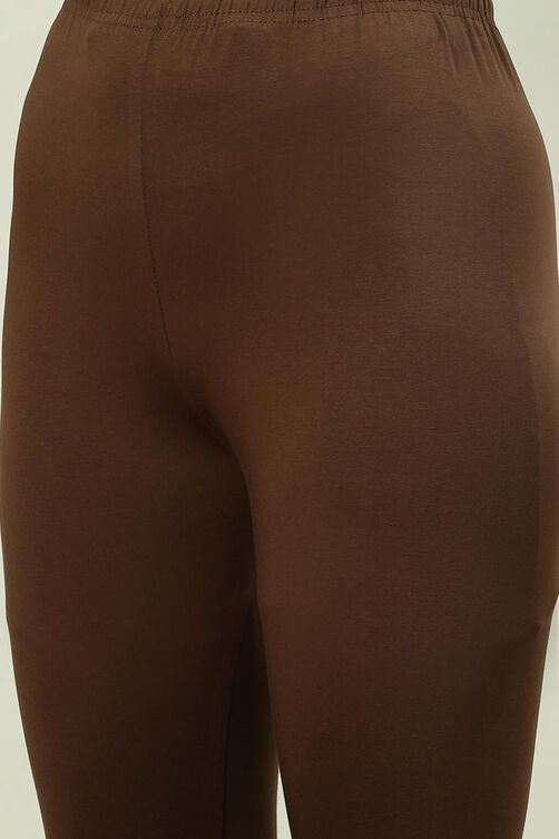 Camel Cotton Blend Solid Churidar image number 1
