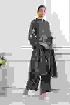 Navy Polyester Straight Printed Suit Set image number 5