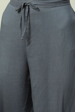 Grey LIVA A-Line Kurta Palazzo Suit Set image number 2