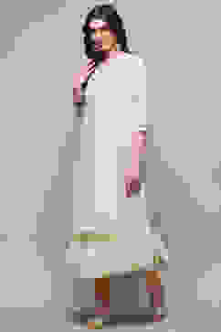 Ecru Polyester Tiered Kurta image number 2