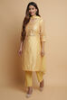 Off White Art Silk Straight Kurta Regular Pant Suit Set image number 0