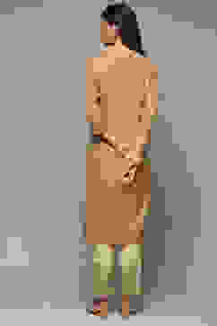 Brown Rayon Straight Kurta Pants Suit Set image number 4