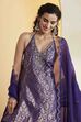 Violet Blue Viscose Rayon Halter Neck Sharara Set image number 1