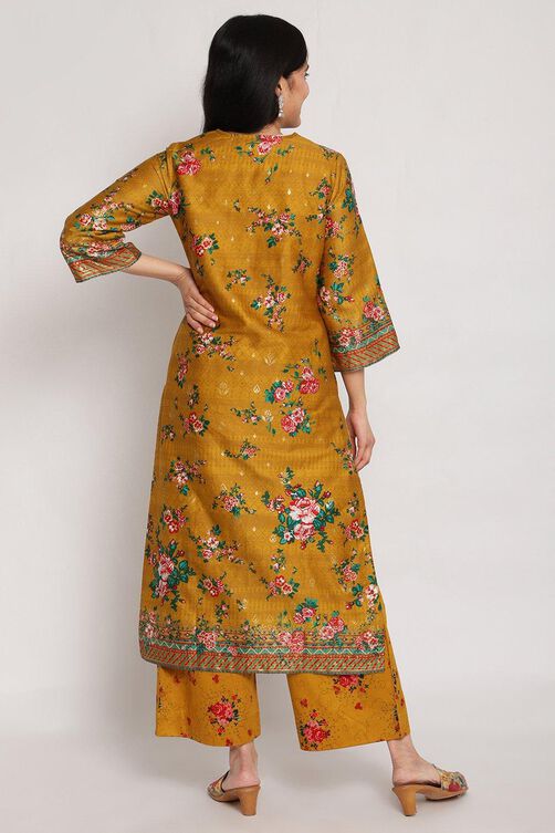 Mustard A Line Kurta image number 4