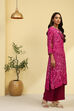 Maroon Printed Straight Kurta Set image number 6