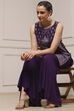 Purple Viscose Blend Straight Printed Kurta Pants Set