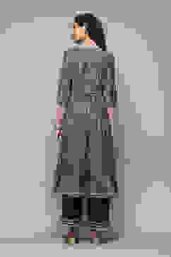 Blue Poly Viscose Anarkali Kurta Palazzo Suit Set image number 4