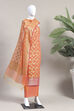 Pink Cotton Printed Embroidered Unstitched Suit Set image number 4