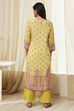 Green Modal Printed Straight Suit Set image number 4