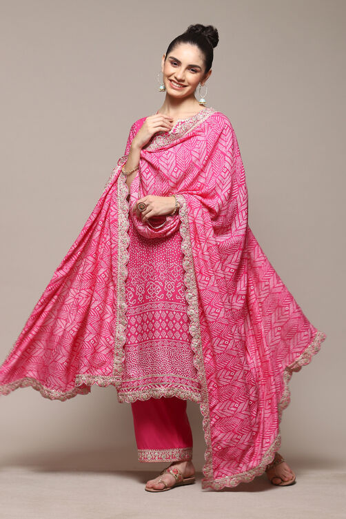 Fuschia Straight Kurta Palazzo Suit Set image number 0