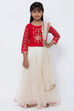 Red And Off White Lehenga Set image number 0