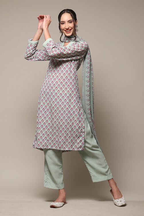Fuschia Art Silk Straight Kurta Narrow Pants Suit Set image number 7