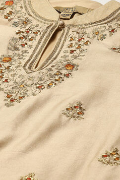 Rohit Bal Beige Cotton Blend Straight Kurta Suit Set image number 1