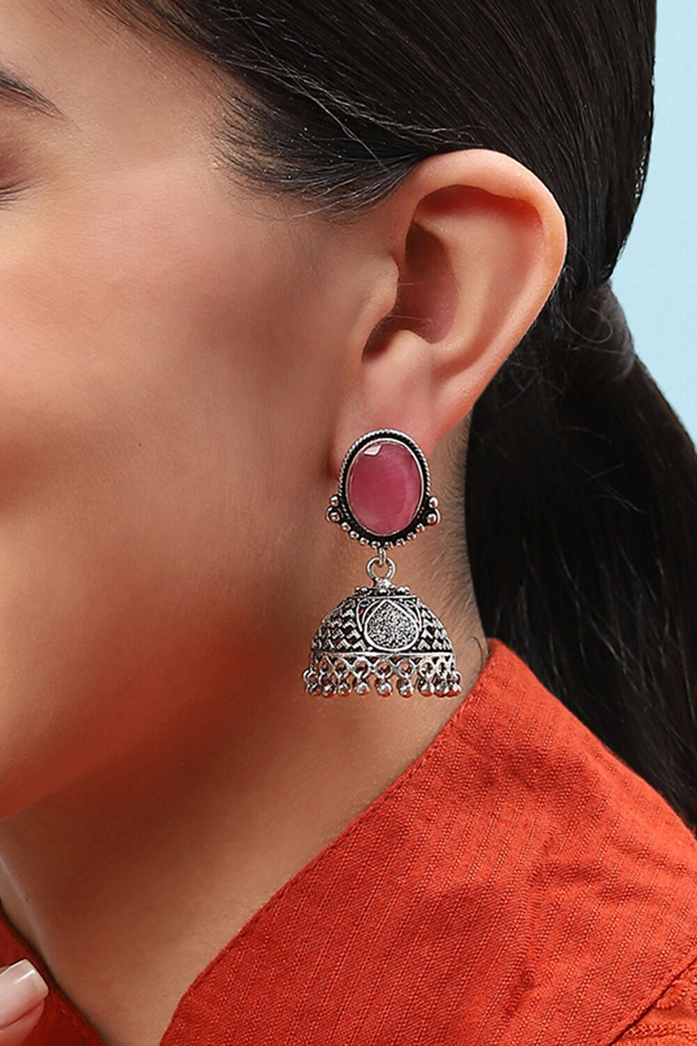 Light Pink Brass Earrings image number 3