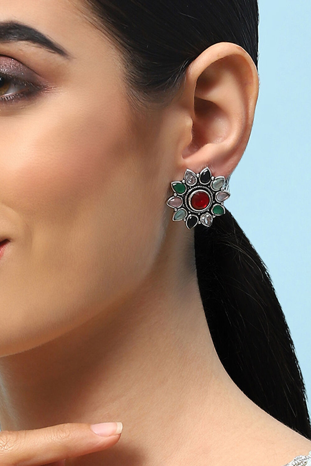 Multicolor Brass Earrings image number 1