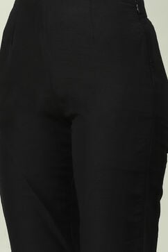 Black Poly Viscose A-Line Kurta Slim Pants Suit Set image number 2