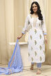 Pink Cotton Screen Print Unstitched Suit Set image number 1