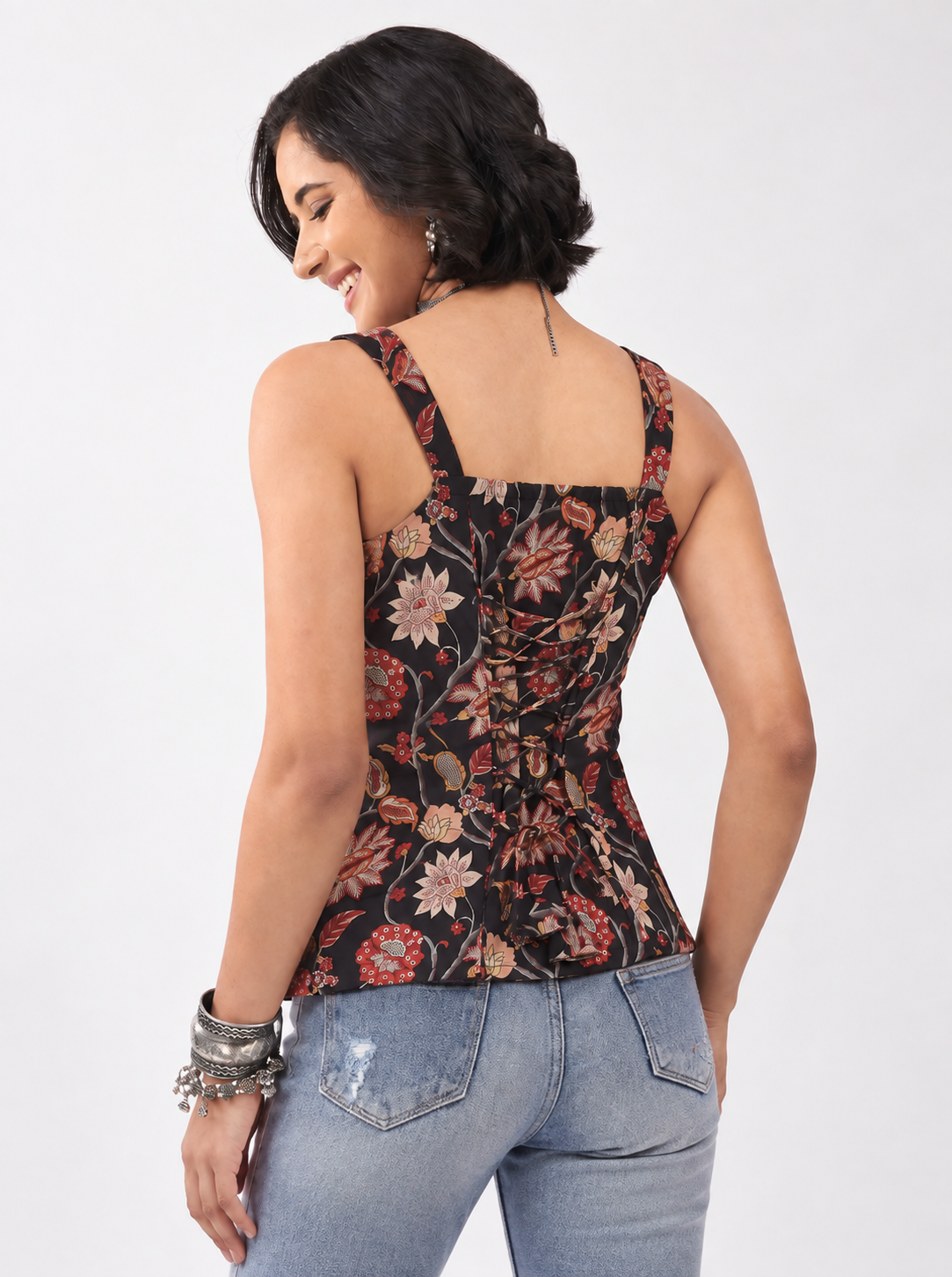 Black Cotton Straight Top image number 4