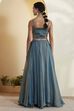 Teal Viscose Blend Kalidar Lehenga Set image number 6