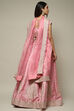 Red Silk Blend Straight Lehenga Set image number 5