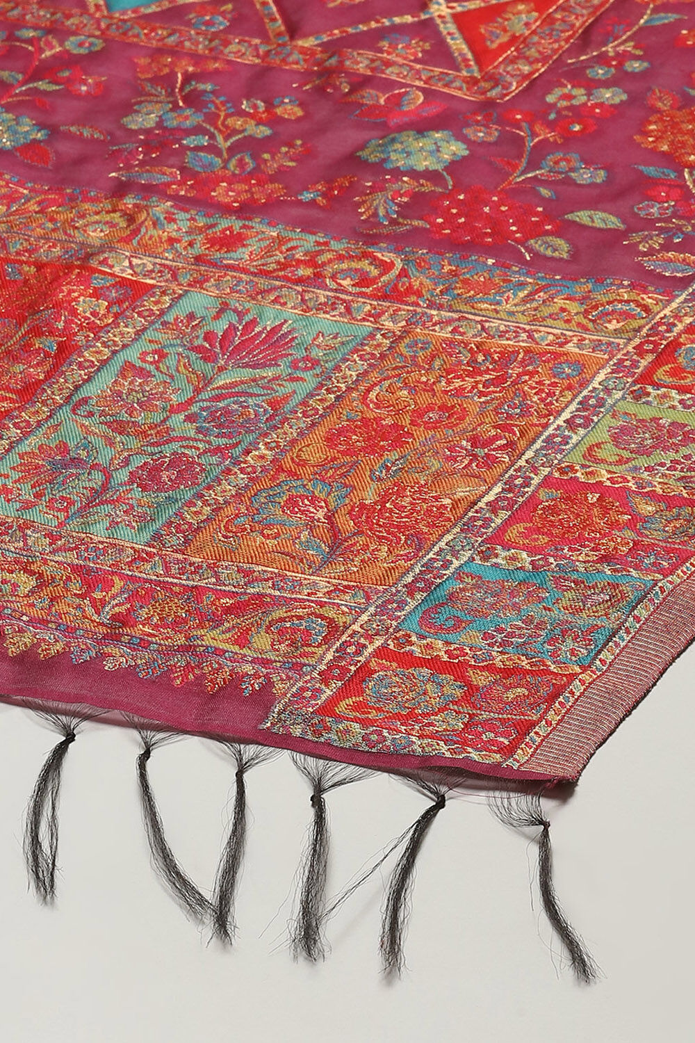 Wine Cotton Straight Yarndyed Kurta Palazzo Suit Set image number 3