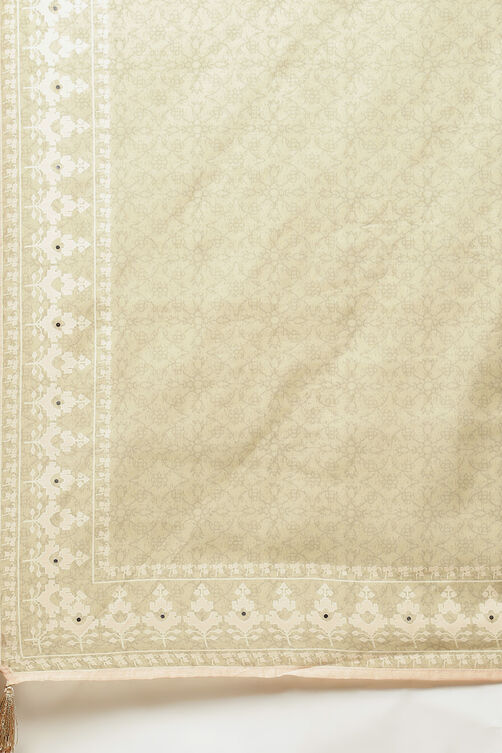Light Green Cotton Blend Hand Embroidered Unstitched Suit Set image number 3
