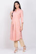 Peach Cotton Front Open Printed Kurta image number 2