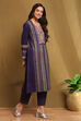 Purple Polyester Blend Straight Kurta Pants Set image number 5